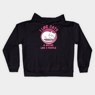 I Like Cats and Maybe 3 People Funny Cat Lover Design Kids Hoodie